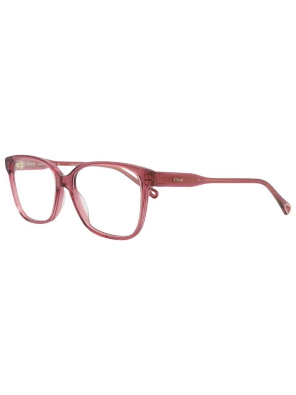 New Chloé Women's Eyeglasses Square Rectangle Bio Acetate Frame Pink Pink